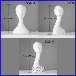 Boutique Store Long Neck White Mannequin Head,Hat Scarf Veil Jewelry Display Head Mannequin Ornaments,Shooting Display Head Display Model