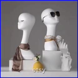 Boutique Store Long Neck White Mannequin Head,Hat Scarf Veil Jewelry Display Head Mannequin Ornaments,Shooting Display Head Display Model