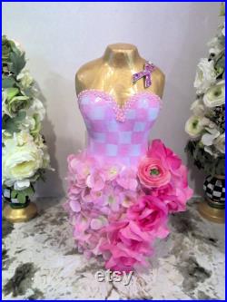 Breast Cancer Dress Form Centerpiece Tabletop Mannequin, Hand Painted Breast Cancer Gift, Survivor Gift