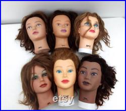 Burmax Plastic Rubber Cosmetology Heads Set of 6 Heads in a Duffle Bag No Duffle Bag Included Used bust heads