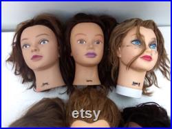 Burmax Plastic Rubber Cosmetology Heads Set of 6 Heads in a Duffle Bag No Duffle Bag Included Used bust heads
