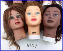 Burmax Plastic Rubber Cosmetology Heads Set of 6 Heads in a Duffle Bag No Duffle Bag Included Used bust heads