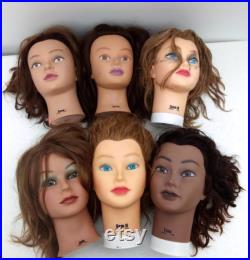 Burmax Plastic Rubber Cosmetology Heads Set of 6 Heads in a Duffle Bag No Duffle Bag Included Used bust heads
