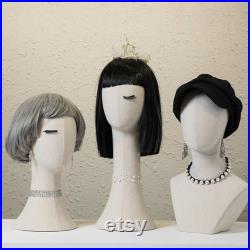 Canvas Mannequin Head Form, Fully Pinnable Vintage Cloth Head Mannequin, Head Hat Stand Display, lace Head Wig Stand, Hat Rack with Fabric