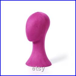 Canvas Purple Pink Suede Mannequin Head Form, Fully Pinnable Vintage Cloth Head Mannequin, Head Hat Stand Display, Hat Rack 38cm
