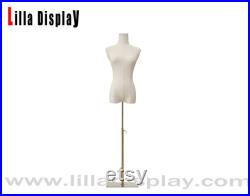 Cheap Adjustable Gold Base White Articulated Arms Natural Linen Female Dress Form May