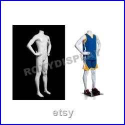 Child Boy Fiberglass Matte White Headless Athletic Sports Mannequin HEF25