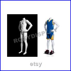 Child Boy Fiberglass Matte White Headless Athletic Sports Mannequin HEF25