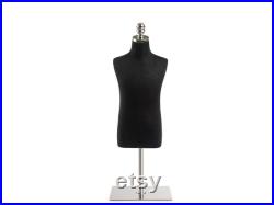 Child Display Dress Form in Black Jersey on Metal Tabletop Base by TSC