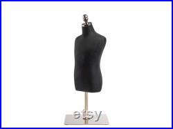 Child Display Dress Form in Black Jersey on Metal Tabletop Base by TSC