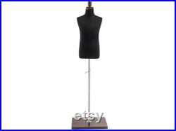 Child Display Dress Form in Black Jersey on Modern Wood Flat Base by TSC