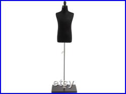 Child Display Dress Form in Black Jersey on Modern Wood Flat Base by TSC