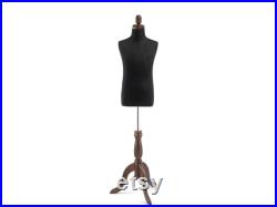 Child Display Dress Form in Black Jersey on Traditional Wood Tripod Base by TSC