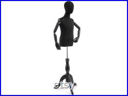 Child Display Dress Form in Black Jersey on Traditional Wood Tripod Base by TSC (Arms and Head Edition)