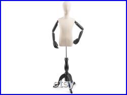 Child Display Dress Form in Natural Canvas on Traditional Wood Tripod Base by TSC (Arms and Head Edition)