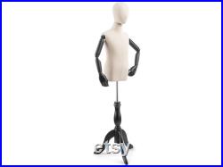 Child Display Dress Form in Natural Canvas on Traditional Wood Tripod Base by TSC (Arms and Head Edition)