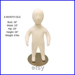 Child Toddler Kids Full Body Flexible Dress Form Infant Mannequin with Removable Head JF-CH