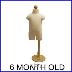 Child Toddler Kids Half Body Dress Form Infant Pinnable Mannequin Torso with Wooden Base JF-11C