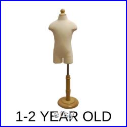 Child Toddler Kids Half Body Dress Form Infant Pinnable Mannequin Torso with Wooden Base JF-11C