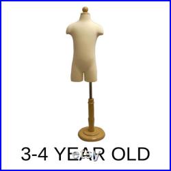 Child Toddler Kids Half Body Dress Form Infant Pinnable Mannequin Torso with Wooden Base JF-11C