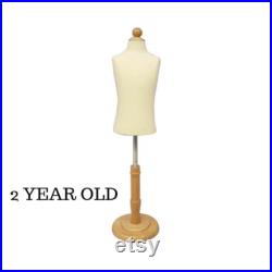 Child Toddler Kids Half Body Pinnable Dress Form Infant Mannequin Torso with Wooden Base JF-C