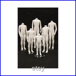 Childrens Matte White Headless Kids Full Body Fiberglass Mannequin with Metal Base CWY