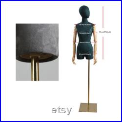 Clearance Sale Adult Female Suede Fabric Display Mannequin, 5 color for Half Body Woman Torso Dress Form with Wooden Arms Natural Wood Color