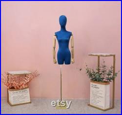 Clearance Sale Adult Female Suede Fabric Display Mannequin, 5 color for Half Body Woman Torso Dress Form with Wooden Arms Natural Wood Color