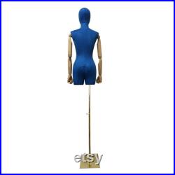 Clearance Sale Adult Female Suede Fabric Display Mannequin, 5 color for Half Body Woman Torso Dress Form with Wooden Arms Natural Wood Color