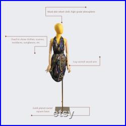 Clearance Sale Adult Female Suede Fabric Display Mannequin, 5 color for Half Body Woman Torso Dress Form with Wooden Arms Natural Wood Color