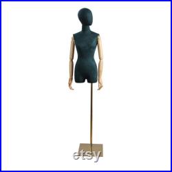 Clearance Sale Adult Female Suede Fabric Display Mannequin, 5 color for Half Body Woman Torso Dress Form with Wooden Arms Natural Wood Color