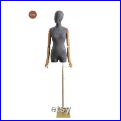 Clearance Sale Adult Female Suede Fabric Display Mannequin, 5 color for Half Body Woman Torso Dress Form with Wooden Arms Natural Wood Color