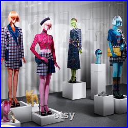 Clearance Sale Luxury Female Velvet Full body Display Mannequin with Colorful Wooden Arms, Window Display Dress Form Mannequin Brand Model