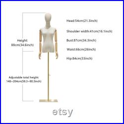 Clearance Sales Half Body Female Display Dress Form,Adjustable Fabric Mannequin Torso,Clothing Store Display Model,Manikin Head For Wigs Hat