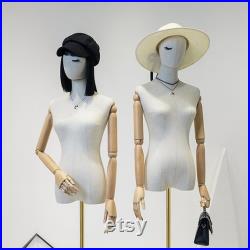 Clearance Sales Half Body Female Display Dress Form,Adjustable Fabric Mannequin Torso,Clothing Store Display Model,Manikin Head For Wigs Hat