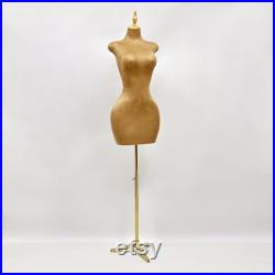 Clothing Store Brown Suede Fabric Female Mannequin Torso,Big Hip Slim Waist Women Evening Dress Form,Wedding Dress Display Mannequin Torso