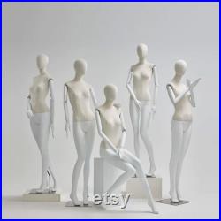 Clothing Store Female Display Mannequin Full Body,Upper Bust Wrapping Beige Linen Bottom Painting Leg Clothing Dress Form with Wooden Arms