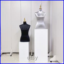 Clothing Store Women Satin Mannequin Upper Body,Clothing Mannequin Torso Female Dress Form,Showroom Fashion Shop Window Display Model Props