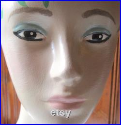 Contemporary Pixie Cut Mannequin Head Millinery Hat Stand Artist Painted Custom Milliner's Mannequin Shop Photo Prop Green Hair