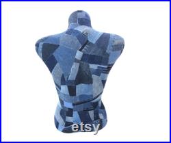 Crazy Patchwork Denim Mannequin, Denim Shop Decor, Denim Torso Statue, Womens Sewing Bust, Workshop Decoration, Life Size Female Dummy