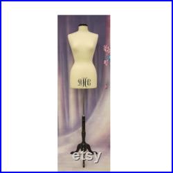 Cream Female Body Form Sizes 2 4, 6 8, 10 12, 14 16, 18 20 with Base Personalize Option Monogram