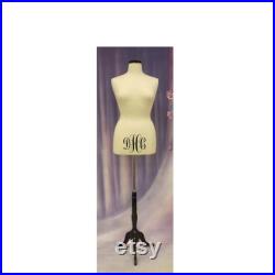 Cream Female Body Form Sizes 2 4, 6 8, 10 12, 14 16, 18 20 with Base Personalize Option Monogram