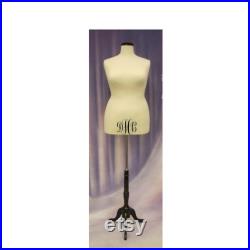 Cream Female Body Form Sizes 2 4, 6 8, 10 12, 14 16, 18 20 with Base Personalize Option Monogram