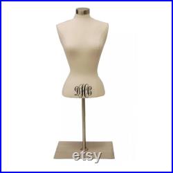 Cream Female Body Form Tabletop Blouse Form with Base Personalize Option Monogram