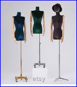 Custom 99 Colors Velvet Off Shoulder with Legs Female Mannequins Torso Dress Form Fiona