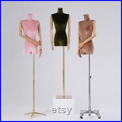 Custom 99 Colors Velvet Off Shoulder with Legs Female Mannequins Torso Dress Form Fiona