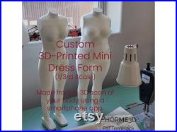 Custom Mini Dress Form 3D-Printed in Your Size and Shape Using Smartphone Body-Scan App or Measurements, 1 3rd Scale Free US Shipping