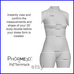 Custom Mini Dress Form 3D-Printed in Your Size and Shape Using Smartphone Body-Scan App or Measurements, 1 3rd Scale Free US Shipping