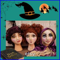 Custom for Toni, The 3 Sister Witches, Witch Sister Mannequin Heads