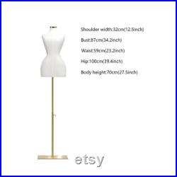 DE-LIANG Curvy Style Female Half Body Suede Velvet Display Mannequin,Slim Waist Dressform,Big Hip Wide Shoulder Model,Can Fully Pinnable